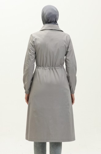 Trenchcoat Met Geplooide Taille 61351-03 Grijs 61351-03