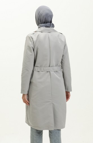 Trenchcoat Met Dubbele Rij Knopen En Kraag 4435-05 Grijs 4435-05