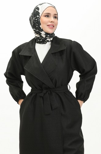 Kuşaklı Trençkot 24K9095-03 Siyah