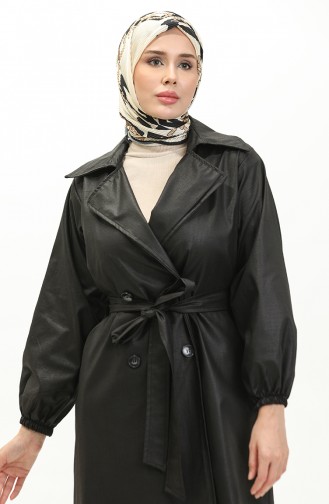 Trenchcoat Aus Kunstleder Mit Zwei Knöpfen 24K9098-01 Schwarz 24K9098-01