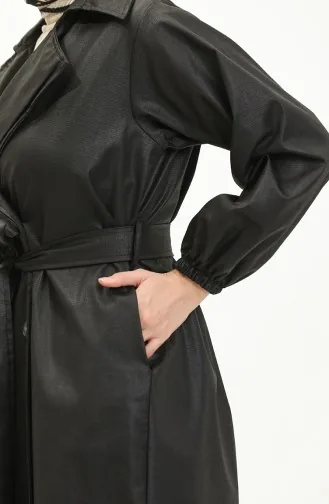 ترانشكوت جلد صناعي بأزرار 24K9098-01 أسود 24K9098-01