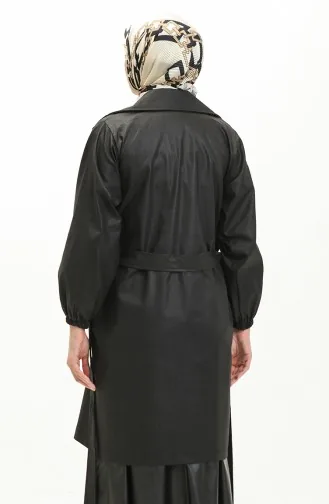 ترانشكوت جلد صناعي بأزرار 24K9098-01 أسود 24K9098-01