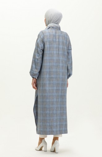 Plaid Patterned Long Tunic 24k9097-01 Blue 24K9097-01