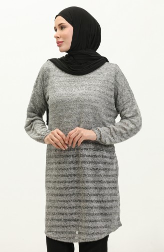 Bat Sleeve Striped Tunic 1658-03 Gray 1658-03