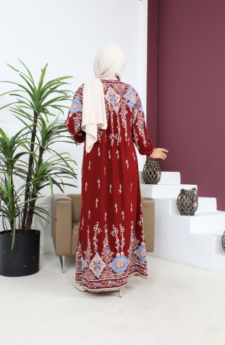 Robe De Mère Hijab Grande Taille Pour Femme Jupe Aqueuse Modèle 8408S8 Rouge Bordeaux 8408s8.Bordo