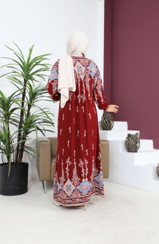 Damen-Hijab-Mutterkleid In Großen Größen Rock Watery Modell 8408S8 Weinrot 8408s8.Bordo
