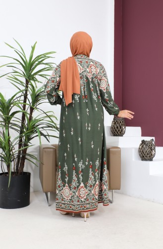 Damen-Hijab-Mutterkleid Große Größe Rock Wasser Modell 8408S8 Khaki 8408s8.Haki