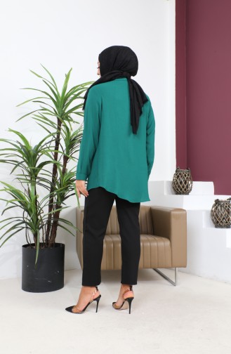 Women`s Hijab Clothing Large Size Tunic Shirt Stone Bakili 8707 Green 8707.Yeşil