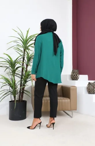 Kadin Tesettur Giyim Buyuk Beden Tunik Gömlek Tas Bakili 8707 Yeşil