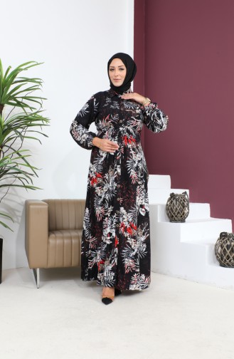 Dames Plus Size Zomerjurk Plus Hijabkleding Lange Jurk 8751S1 Zwart 8751s1.SİYAH