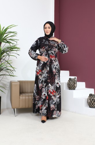 Dames Plus Size Zomerjurk Plus Hijabkleding Lange Jurk 8751S1 Zwart 8751s1.siyah