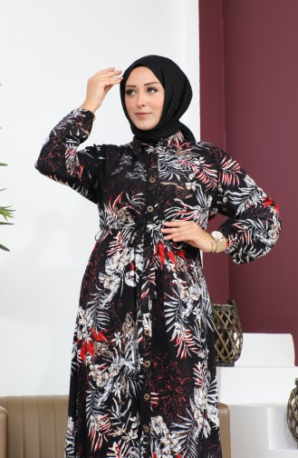 Women`s Plus Size Summer Dress Plus Hijab Clothing Long Dress 8751S1 Black 8751s1.siyah