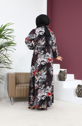 Women`s Plus Size Summer Dress Plus Hijab Clothing Long Dress 8751S1 Black 8751s1.siyah