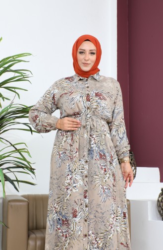 Dames Plus Size Zomerjurk Plus Hijabkleding Lange Jurk 8751S1 Mink 8751s1.Vizon