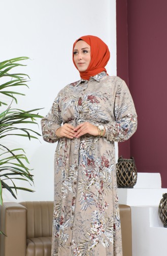 Dames Plus Size Zomerjurk Plus Hijabkleding Lange Jurk 8751S1 Mink 8751s1.Vizon