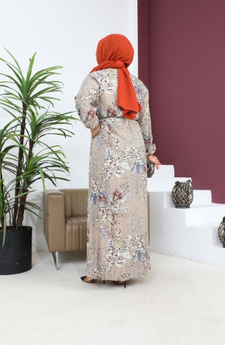 Dames Plus Size Zomerjurk Plus Hijabkleding Lange Jurk 8751S1 Mink 8751s1.Vizon