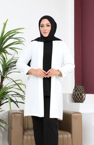 Blazer Large Size Women`s Jacket Hijab Clothing Blazer Jacket 8795 Ecru 8795.ekru