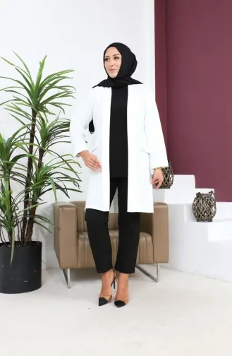 Blazer Large Size Women`s Jacket Hijab Clothing Blazer Jacket 8795 Ecru 8795.ekru