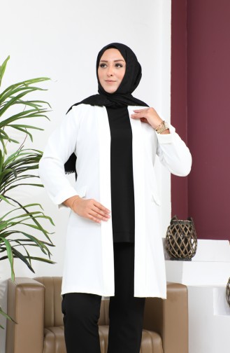 Blazer Large Size Women`s Jacket Hijab Clothing Blazer Jacket 8795 Ecru 8795.ekru