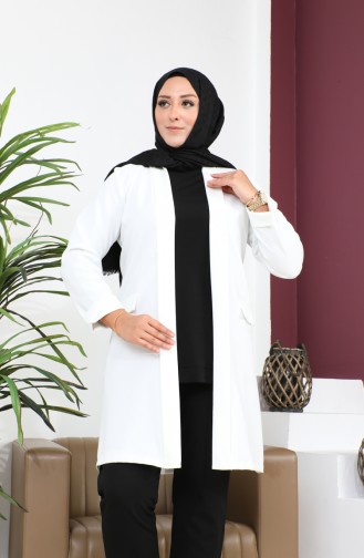 Blazer Große Größe Damen Jacke Hijab Kleidung Blazer Jacke 8795 Ecru 8795.ekru