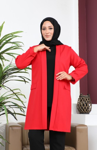 Blazer Large Size Women`s Jacket Hijab Clothing Blazer Jacket 8795 Red 8795.Kırmızı