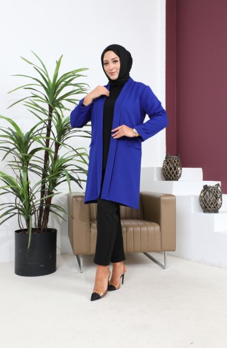 Blazer Grande Taille Veste Femme Hijab Vêtements Blazer Veste 8795 Bleu 8795.Mavi