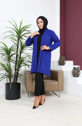Blazer Large Size Women`s Jacket Hijab Clothing Blazer Jacket 8795 Blue 8795.Mavi