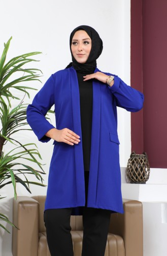 Blazer Grande Taille Veste Femme Hijab Vêtements Blazer Veste 8795 Bleu 8795.Mavi
