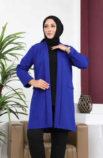 Blazer Large Size Women`s Jacket Hijab Clothing Blazer Jacket 8795 Blue 8795.Mavi