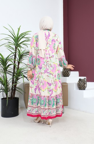 Women`s Large Size Oversize Comfortable Summer Dress Alaçatı Model 8849 Fuchsia 8849.FUŞYA