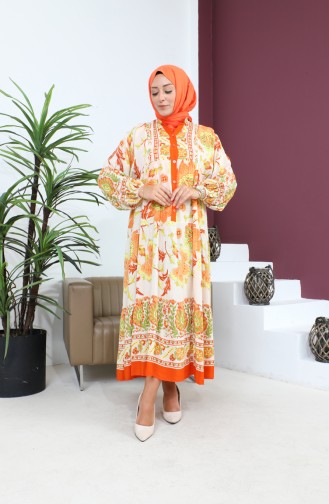 Robe D`été Confortable Surdimensionnée Pour Femmes Grande Taille Modèle 8849 Orange 8849.TURUNCU