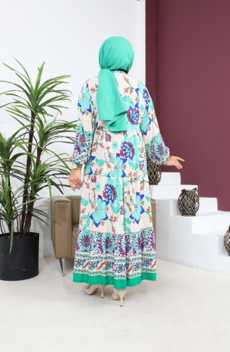 Women`s Large Size Oversize Comfortable Summer Dress Alaçatı Model 8849 Green 8849.Yeşil