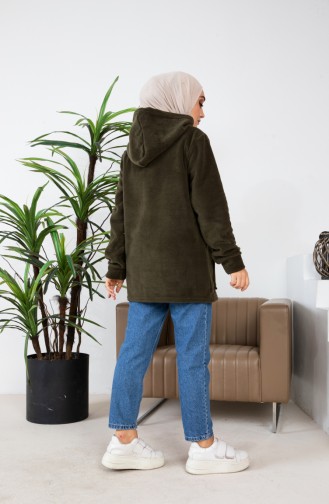 Kapüşonlu Polar Hırka 00021-01 Haki