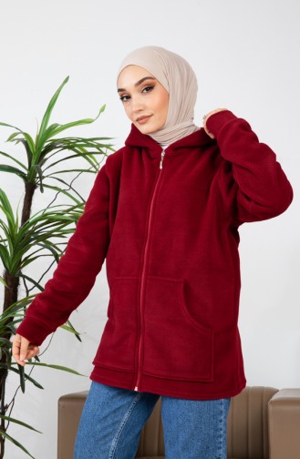 Hooded Fleece Cardigan 00021-03 Claret Red 00021-03