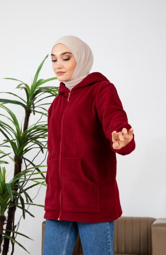 Hooded Fleece Cardigan 00021-03 Claret Red 00021-03