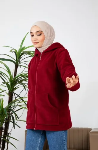 Kapuzen-Fleece-Cardigan 00021-03 Weinrot 00021-03