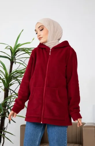 Kapuzen-Fleece-Cardigan 00021-03 Weinrot 00021-03