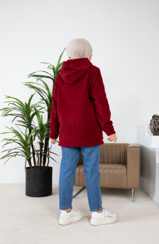 Hooded Fleece Cardigan 00021-03 Claret Red 00021-03