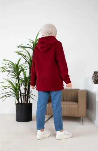 Kapuzen-Fleece-Cardigan 00021-03 Weinrot 00021-03