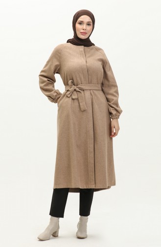 Geprägter Umhang Mit Gürtel 5547-02 Beige 5547-02