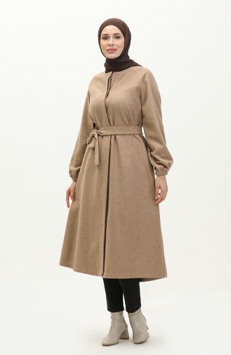 Geprägter Umhang Mit Gürtel 5547-02 Beige 5547-02