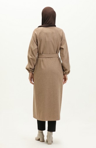 Geprägter Umhang Mit Gürtel 5547-02 Beige 5547-02