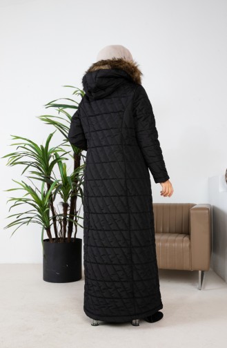 Manteau Matelassé Long Fourré 505324-01 Noir 505324-01