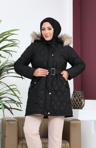 Large Size Fur Quilted Coat 5062-01 Black 5062-01