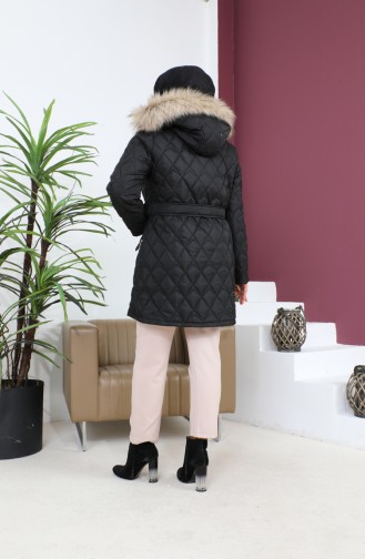 Large Size Fur Quilted Coat 5062-01 Black 5062-01