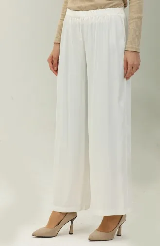 Pantalon Large Taille Elastique 25104-01 Ecru 25104-01