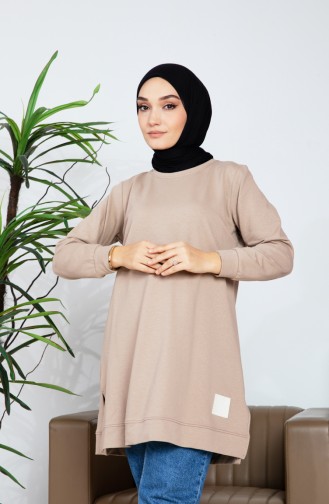 İki İplik Sweatshirt 9090-02 Vizon