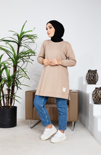 İki İplik Sweatshirt 9090-02 Vizon