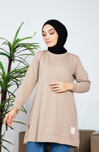 İki İplik Sweatshirt 9090-02 Vizon
