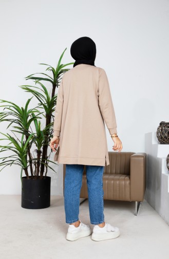 İki İplik Sweatshirt 9090-02 Vizon